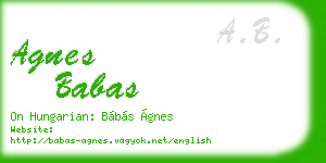agnes babas business card